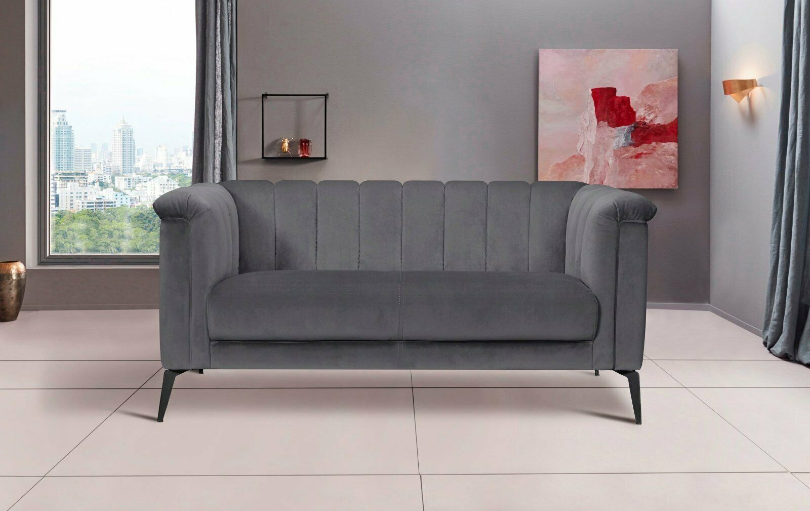 INOSIGN 2-Sitzer »Lomani«, im stilvollem Design Samtoptik grau | Einzelsofas
