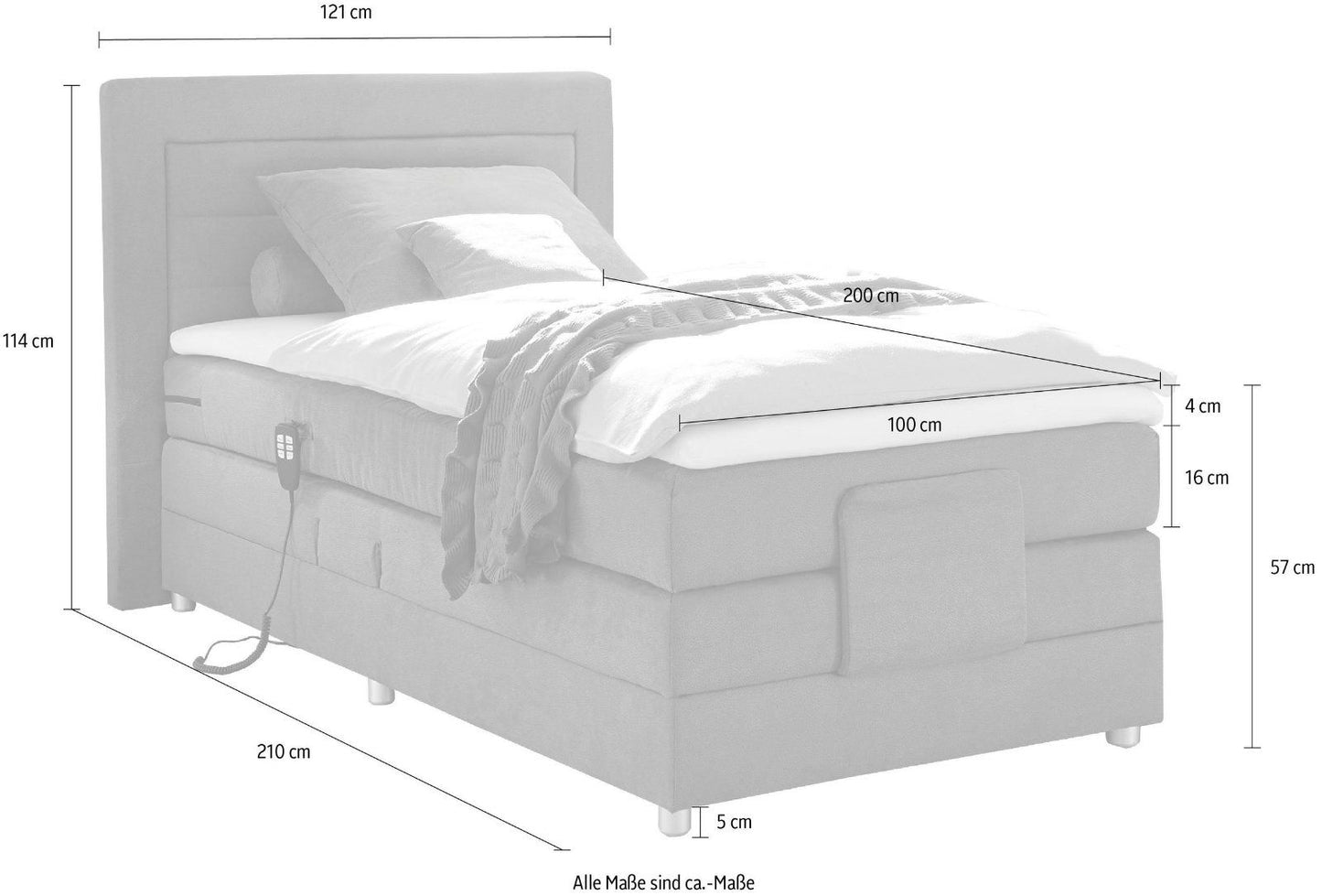 Boxspringbett »Saba 2«, inkl. Motor und Topper 100x200cm