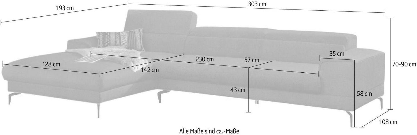 W.SCHILLIG Ecksofa piedroo mit Hocker