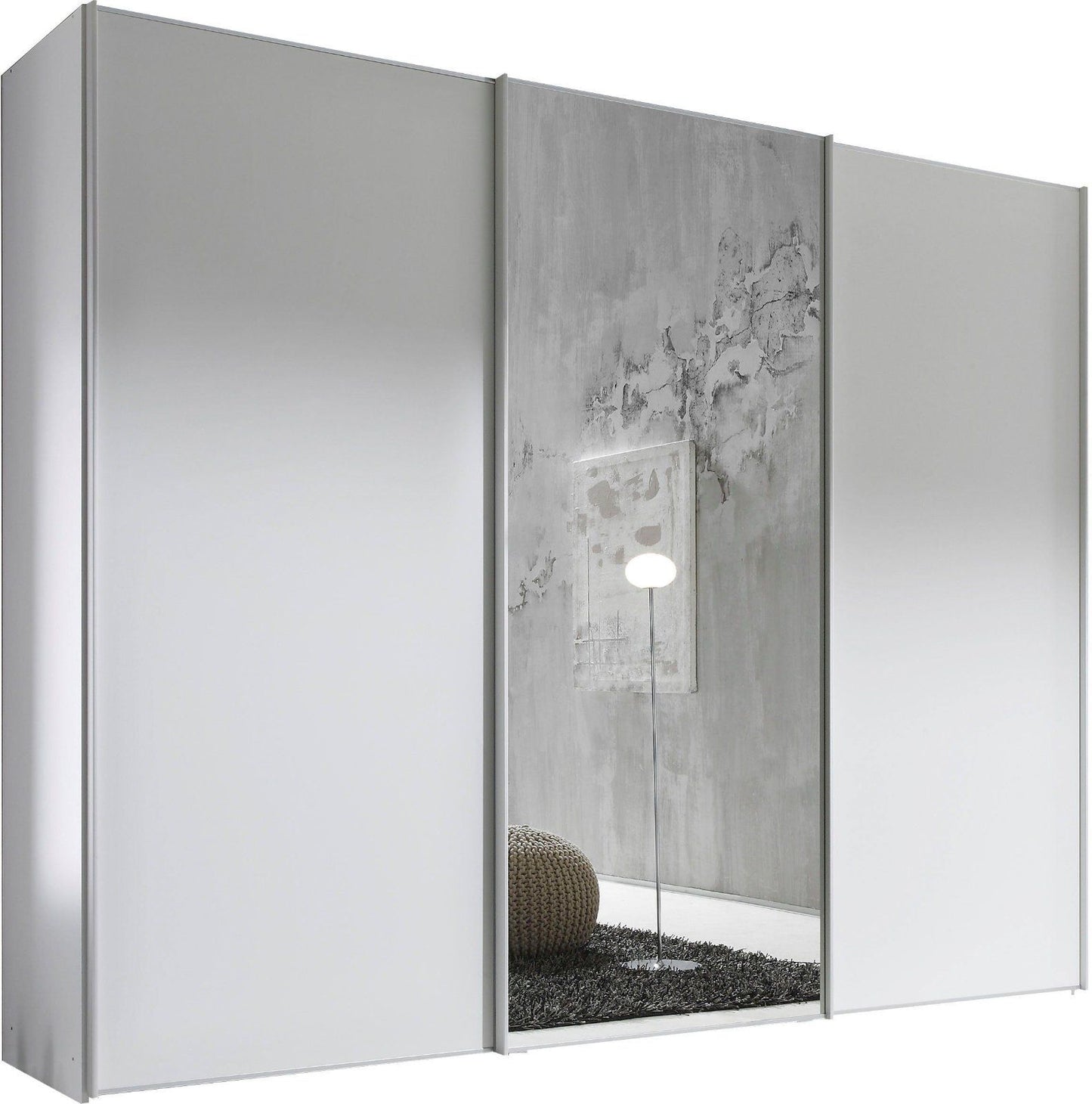 STAUD Schwebetürenschrank Sinfonie Plus Mit Spiegeltür Weiß Dekor