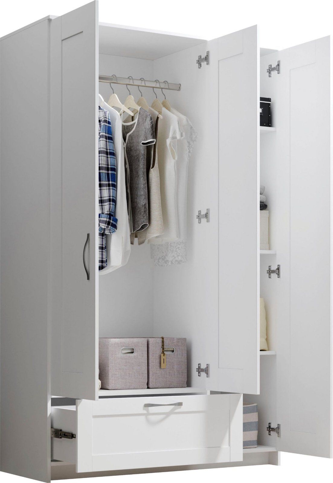 Kleiderschrank / Drehtürenschrank 3-türig »Salias« in weiß