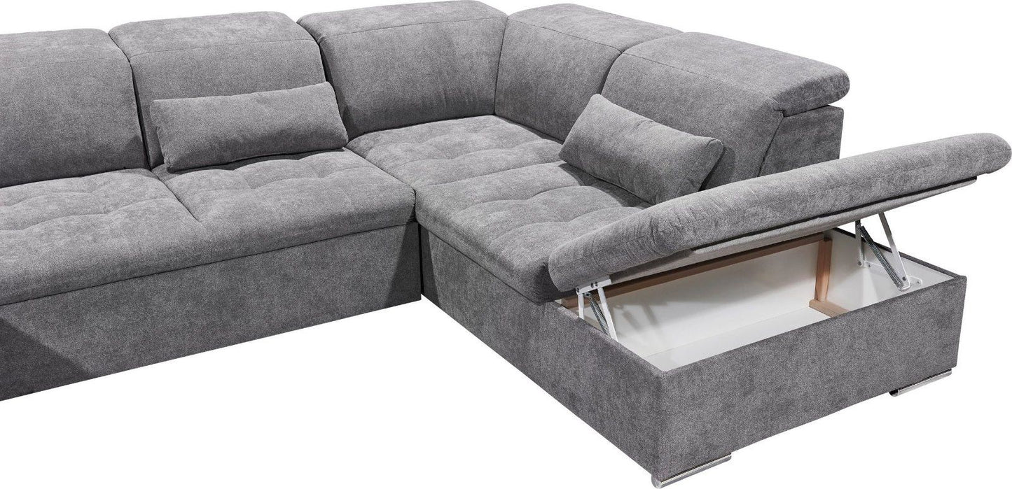 Wohnlandschaft »Wayne« mit Bettfunktion und Bettkasten dunkelgrau