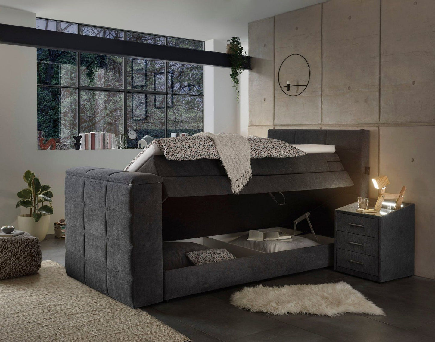 Boxspringbett »Denver«,inkl.Bettkasten, motorisierte TV-Halterung 120 cm x 200 cm