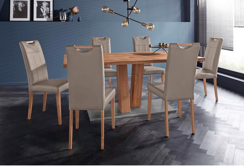 Home affaire 4-Fußstuhl »Roberta«, (Set), 6 St., Echtleder, Taupe