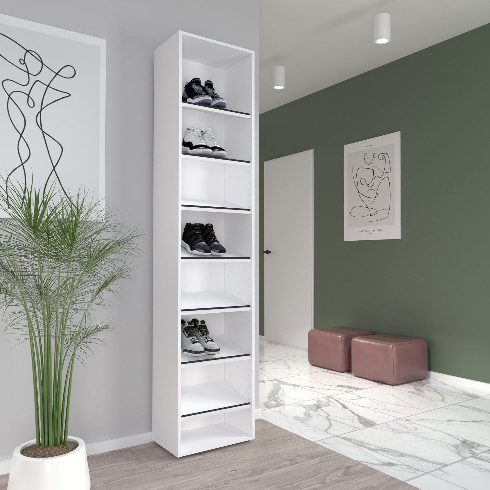 Schuhregal Canberra, Breite 45 cm mit 7 Einlegeböden