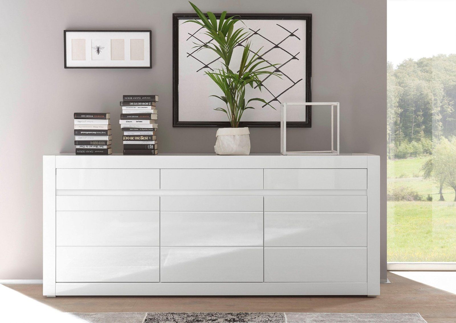 Sideboard »Carat« in Weiss/Weiss Hochglanz Breite 217cm