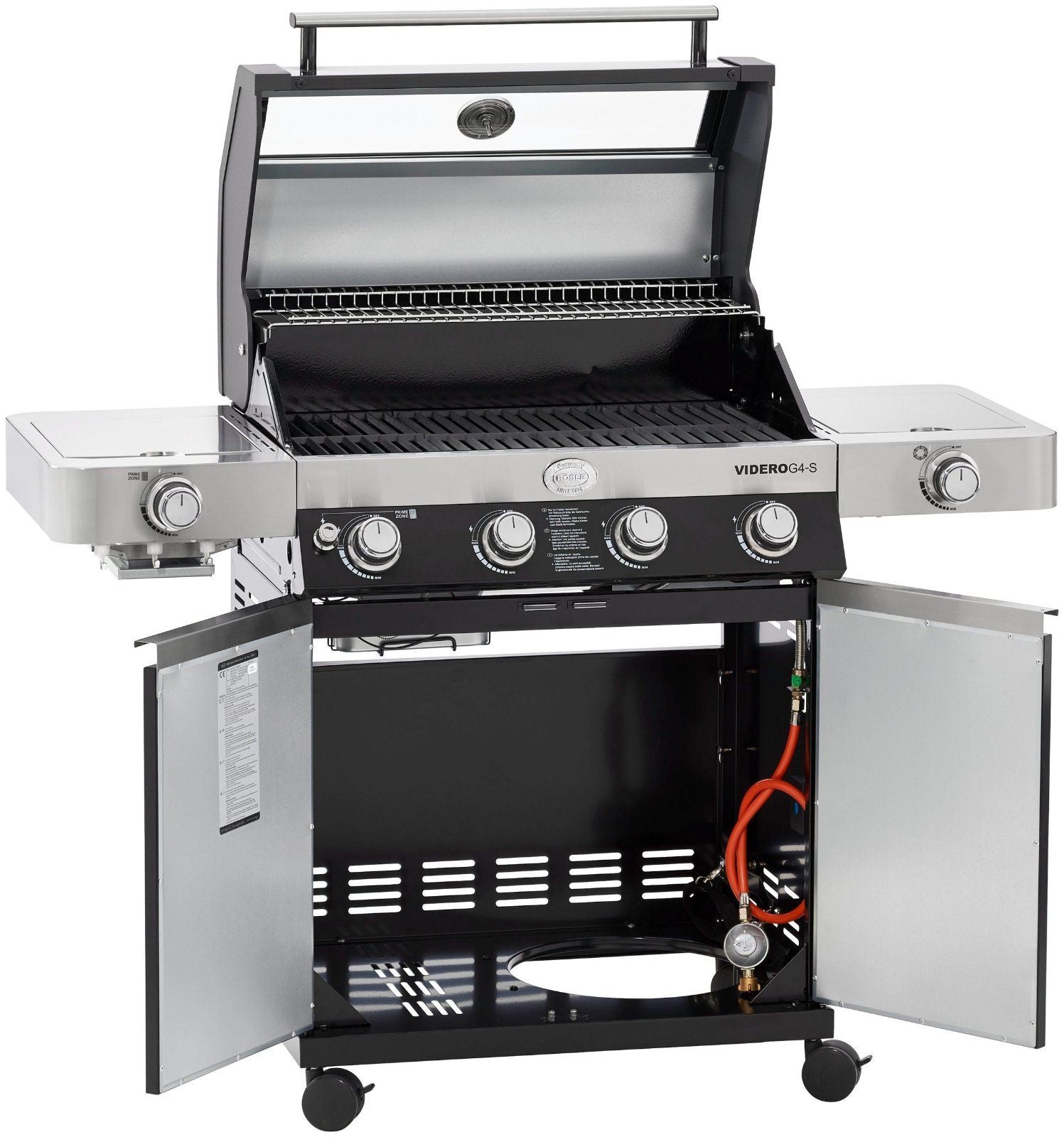 RÖSLE Gasgrill BBQ-Station VIDERO, 25524, G4-S Schwarz,VARIO+