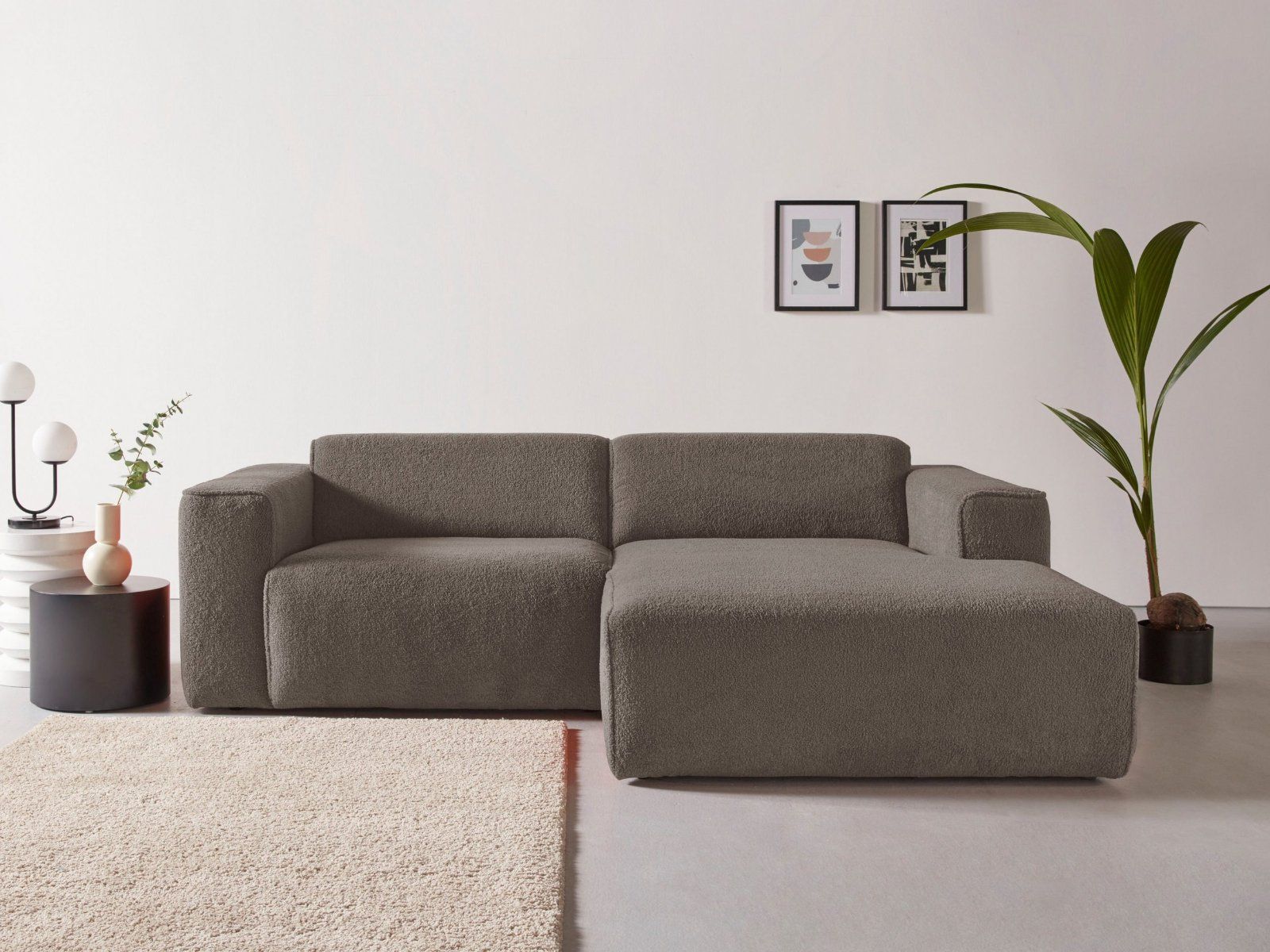 Andas Ecksofa »Stellan«, Luxus-Microfaser in popular Lederoptik cream