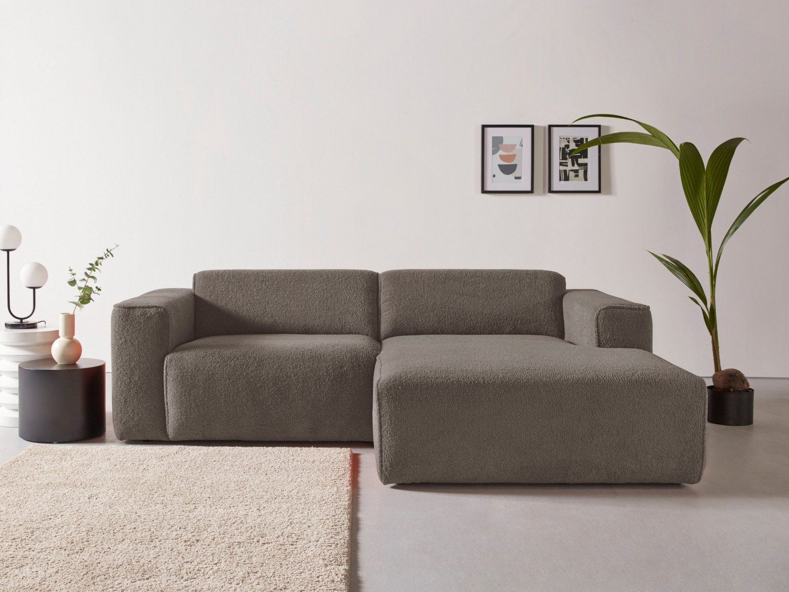 andas Ecksofa Noord, 234 cm, mit Kedernaht, Luxus-Microfaser, Farbe schiefer