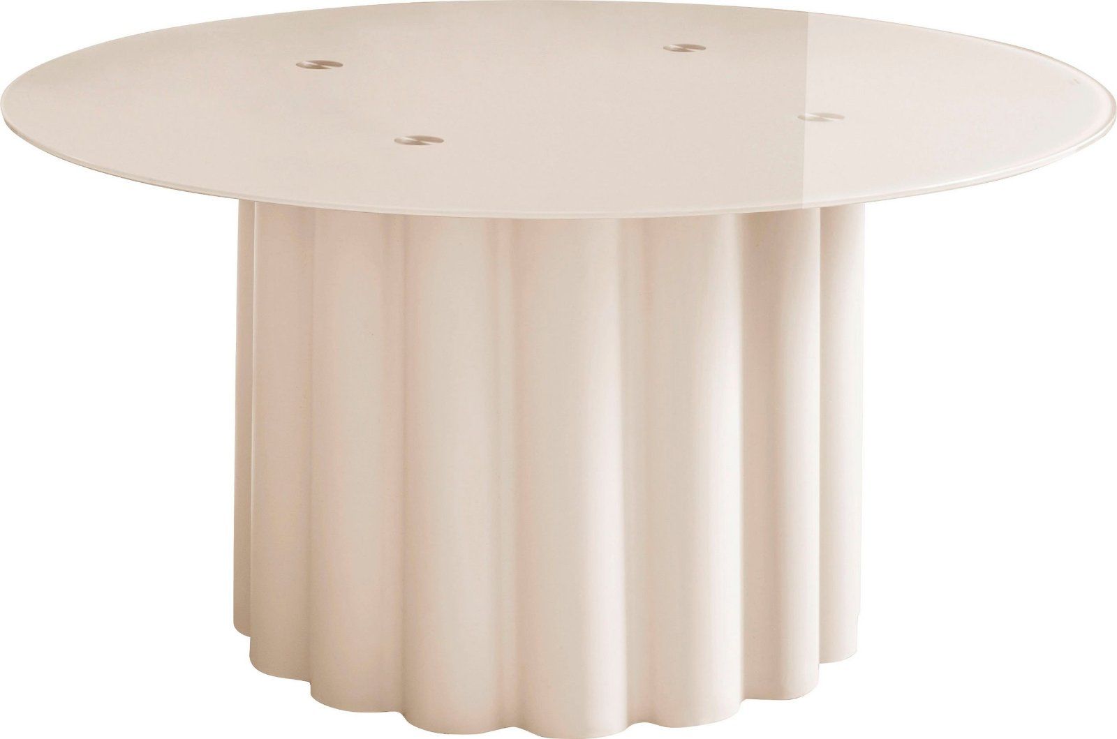 Couchtisch Shaye,Tischplatte aus Glas, Durchmesser 80 cm in creme