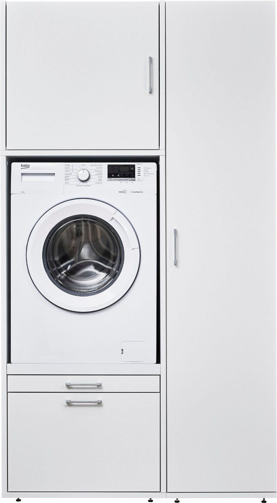 WASHTOWER Schrank-Set »11«, (3-St) Hochwertige MDF-Fronten Weiß