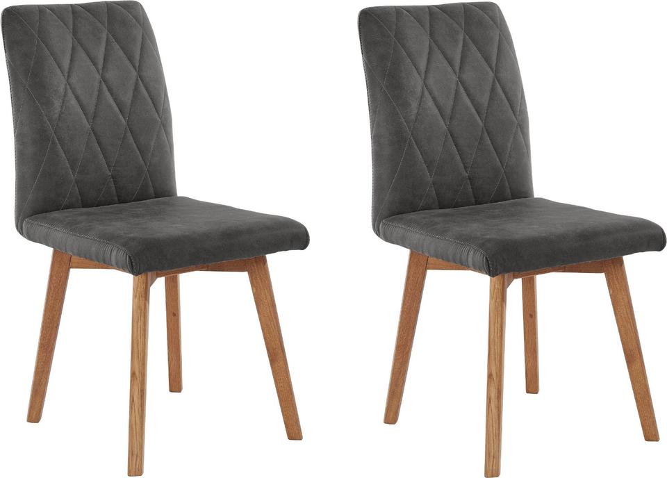 Esszimmerstuhl »Brest« 2er-Set Microfaser - Eiche Massivholz