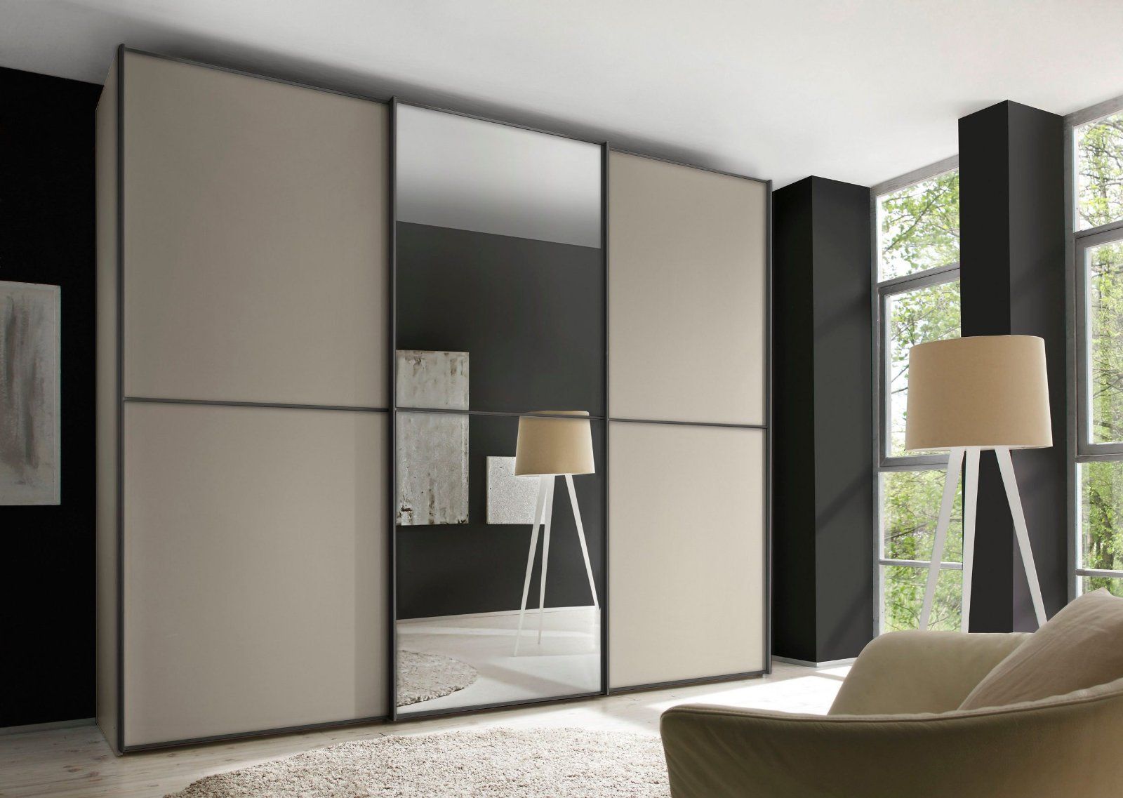 STAUD Schwebetürenschrank Sinfonie Plus Mit Spiegeltür Sandfarbe