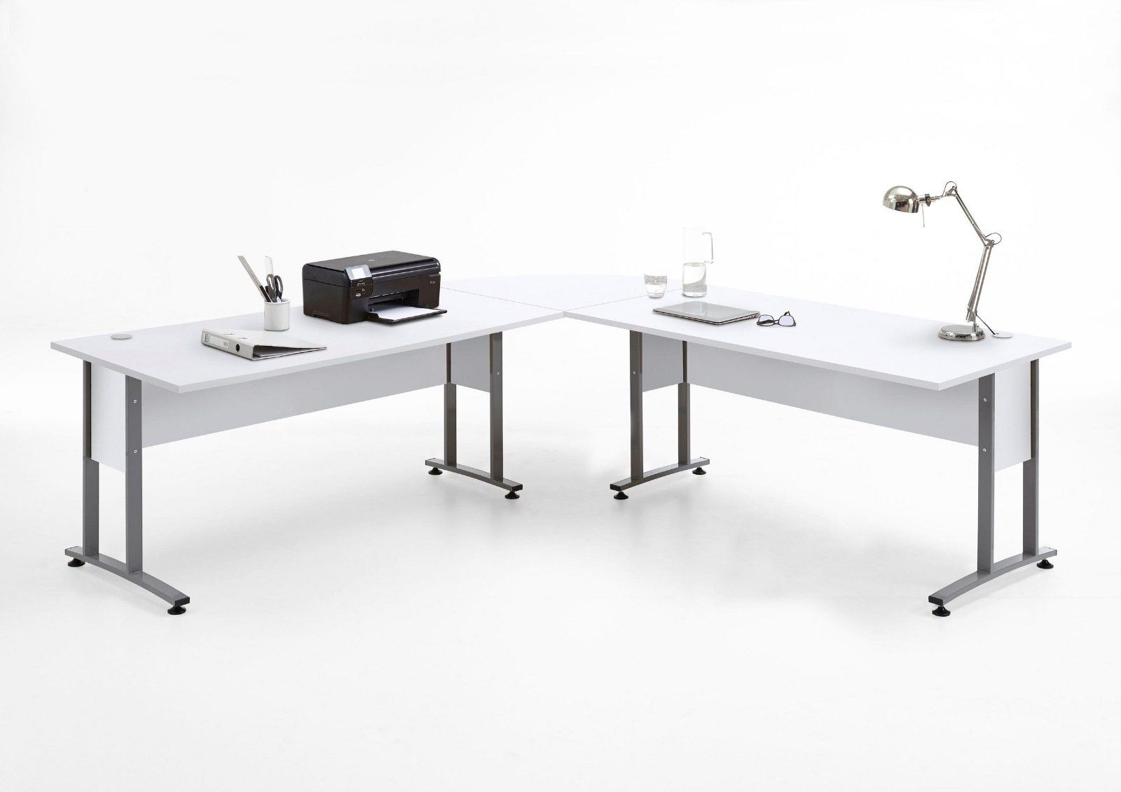 Eckschreibtisch »Calvi« 240x240cm in weiß Brilliant