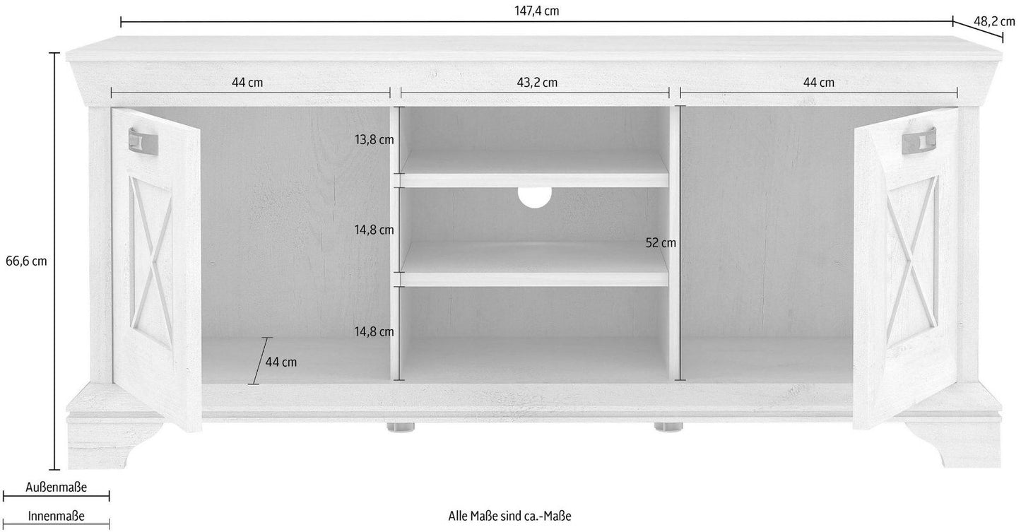 TV-Board, »Kashmir« Breite 147 cm in Pinia Weiss