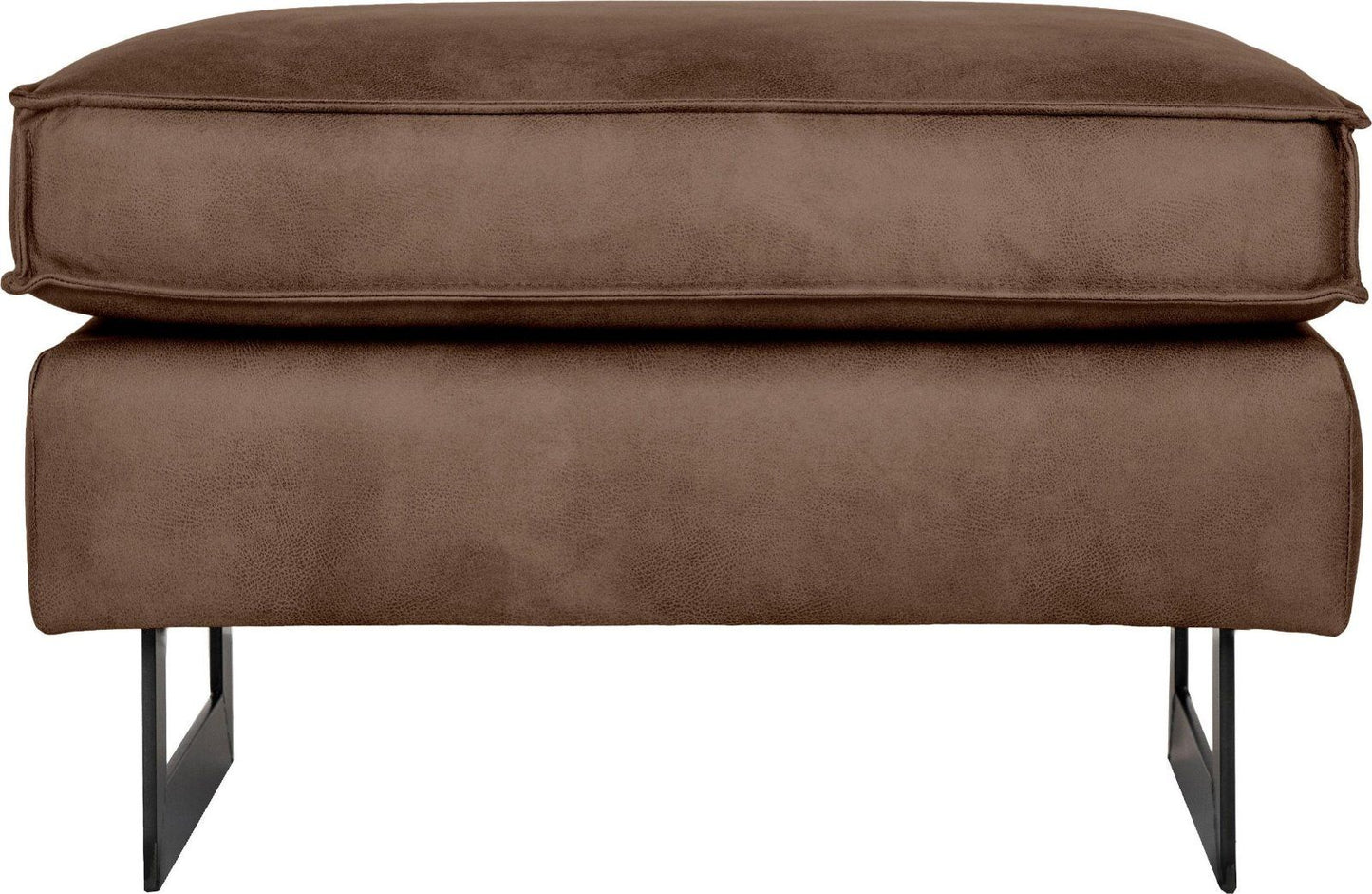 Ecksofa Pinto mit Hocker in Luxus-Microfaser Lederoptik braun