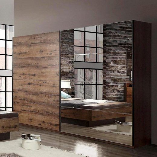 Schwebetürenschrank Jacky 270cm Schlammeiche-Schwarzeichefarben