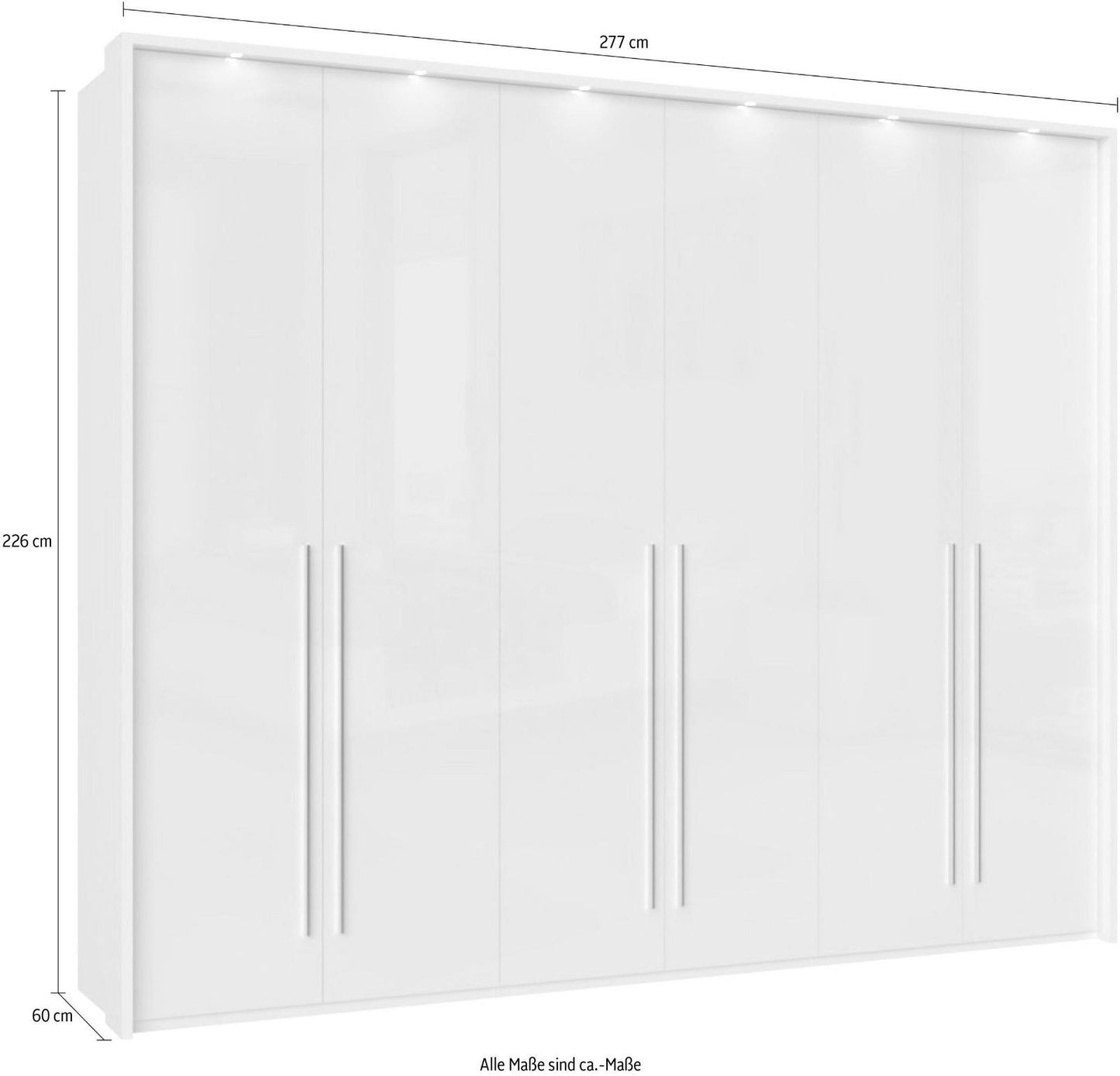 Places of Style Kleiderschrank Piano UV lackiert, 6Türig mit Beleuchtung