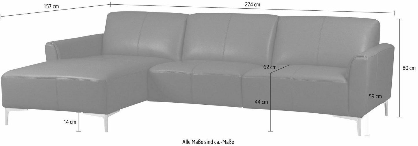 Places of Style Ecksofa »Akron«, modernes Design NaturLEDER®