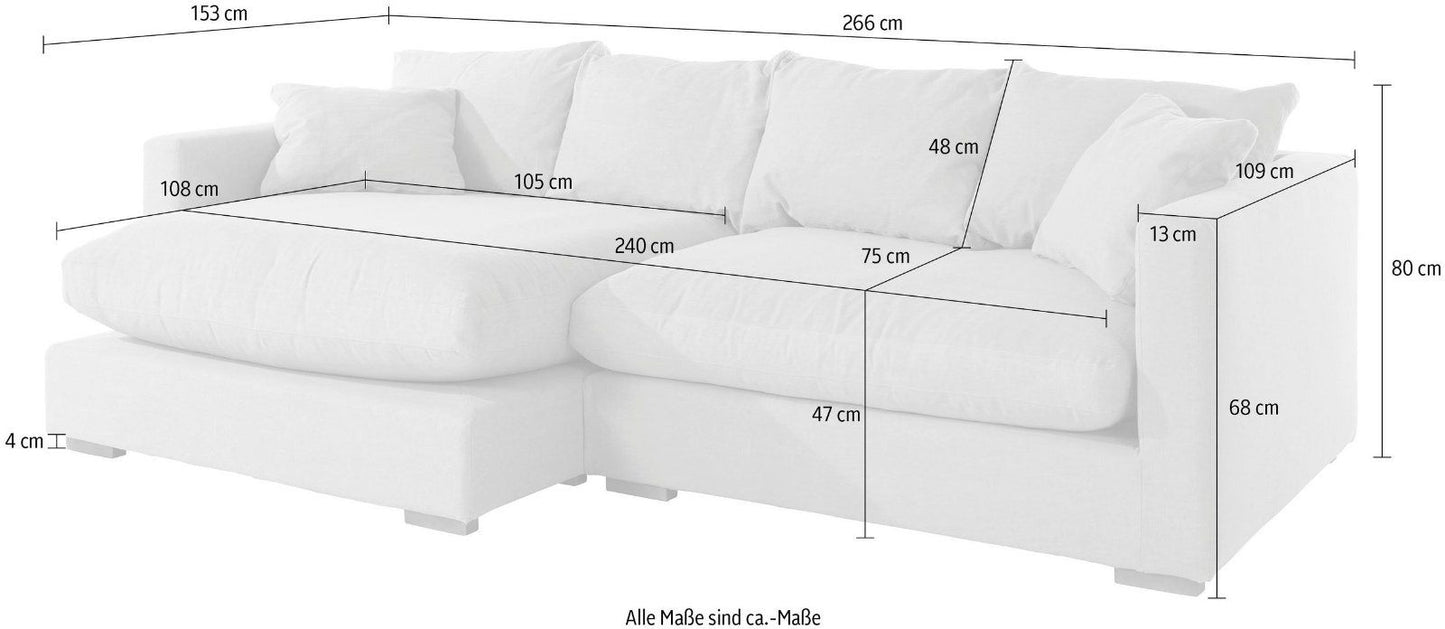 Ecksofa »Pantin«, Struktur fein weiß Füllung mit Federn und Daunen