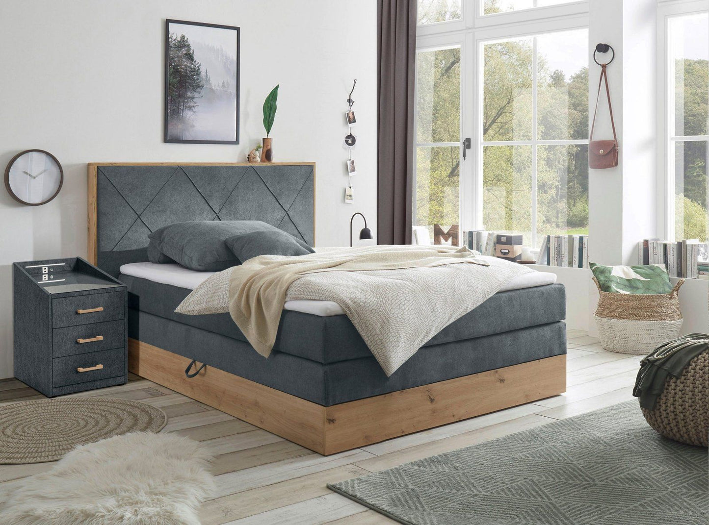 Boxspringbett Bellevue, inkl. Bettkasten und Topper 120x200cm