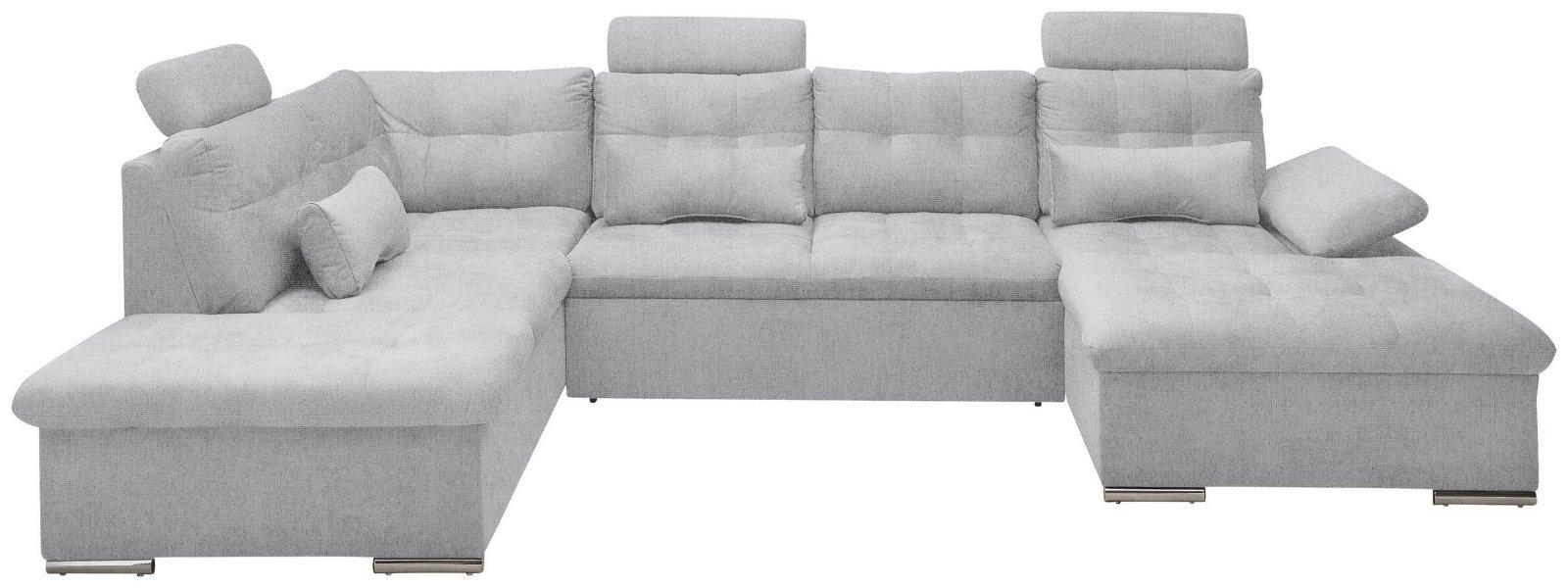 Wohnlandschaft Jakarta U-Form in hellgrau webstoff