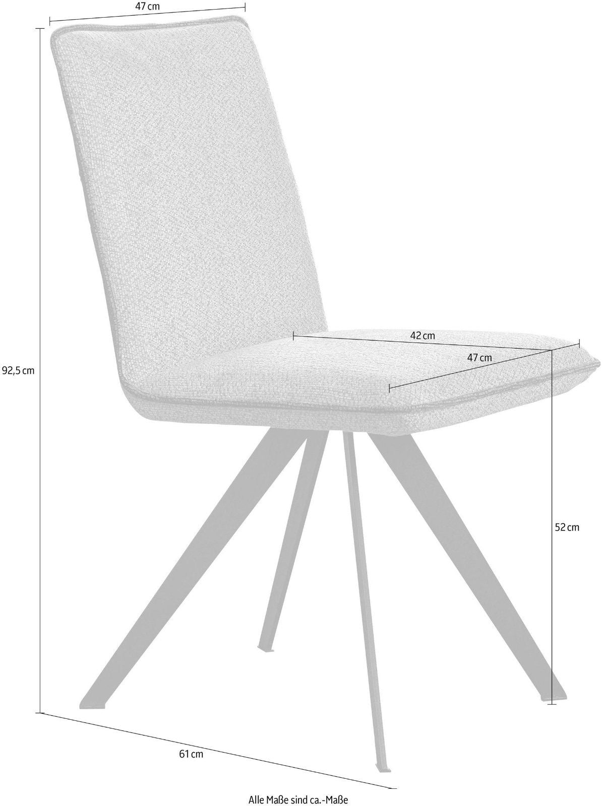 Home affaire Polsterstuhl Mao, Metallgestell hellgrau Creed 9038