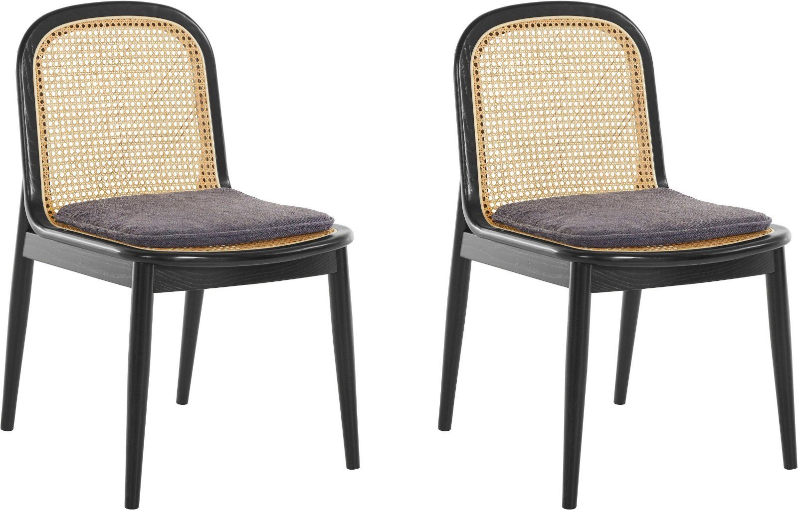 Esszimmerstuhl »Mavie«2er-Set, Massivholz mit Rattaneinsatz