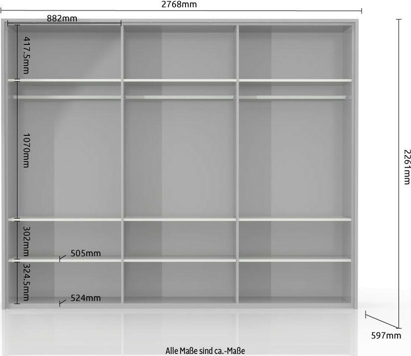 Places of Style Kleiderschrank Piano UV lackiert, 6Türig mit Beleuchtung