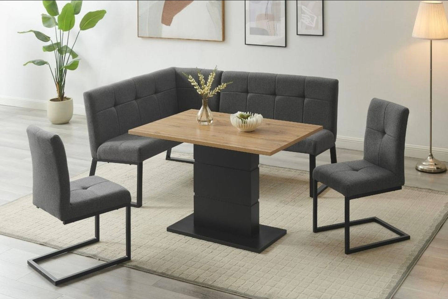 Eckbankgruppe Geranie Set 4 tlg. in struktur grau