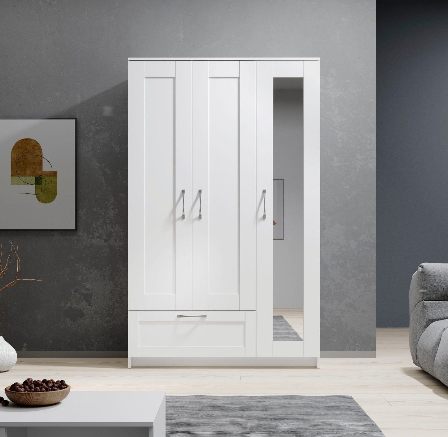 Kleiderschrank / Drehtürenschrank 3-türig »Salias« in weiß