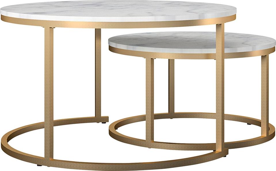 Couchtisch »Amelia« Set 2 tlg. bronzefarbenes Gestell