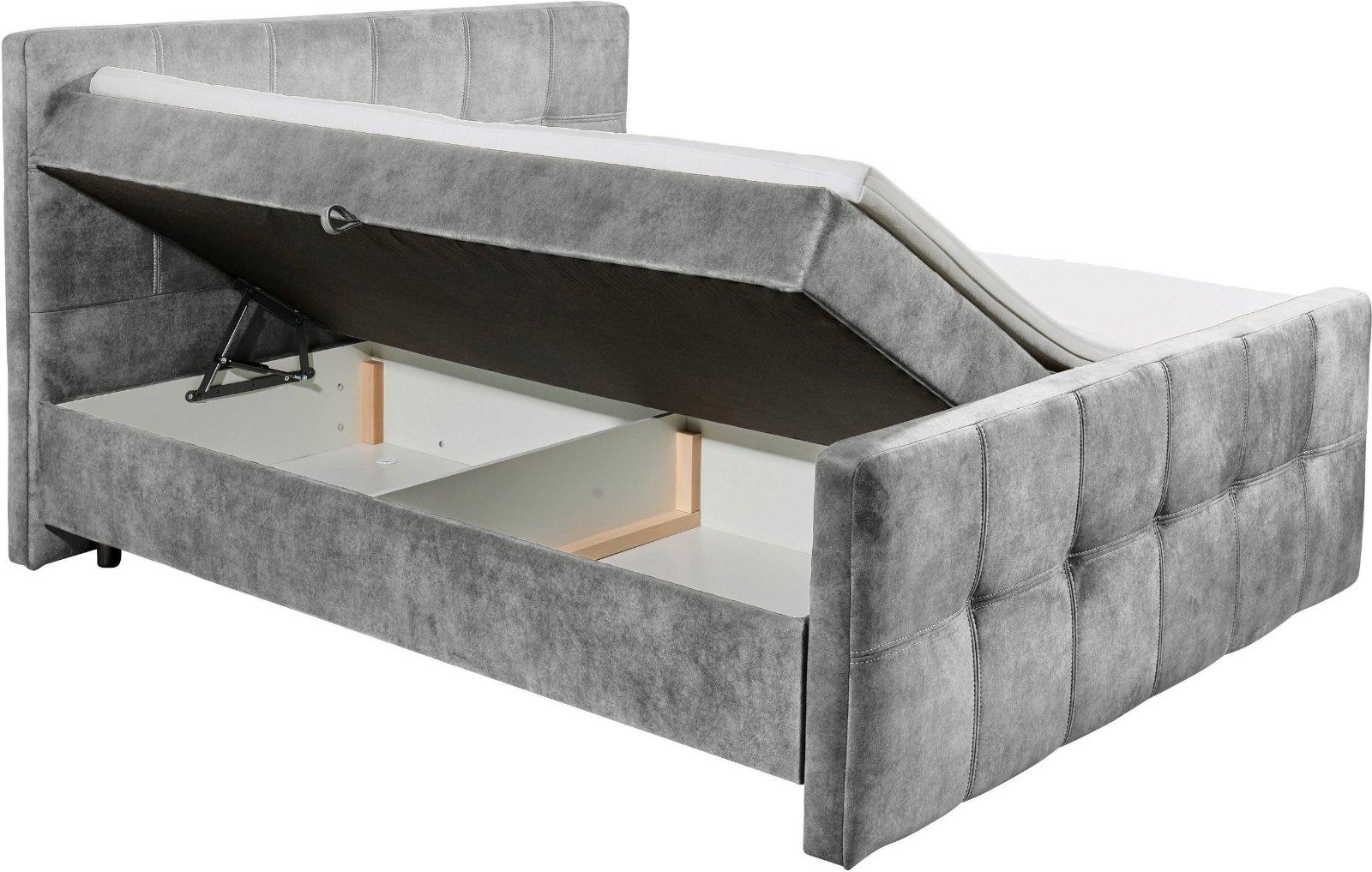 Boxspringbett Valetta, inkl.Topper 180x200cm hellgrau