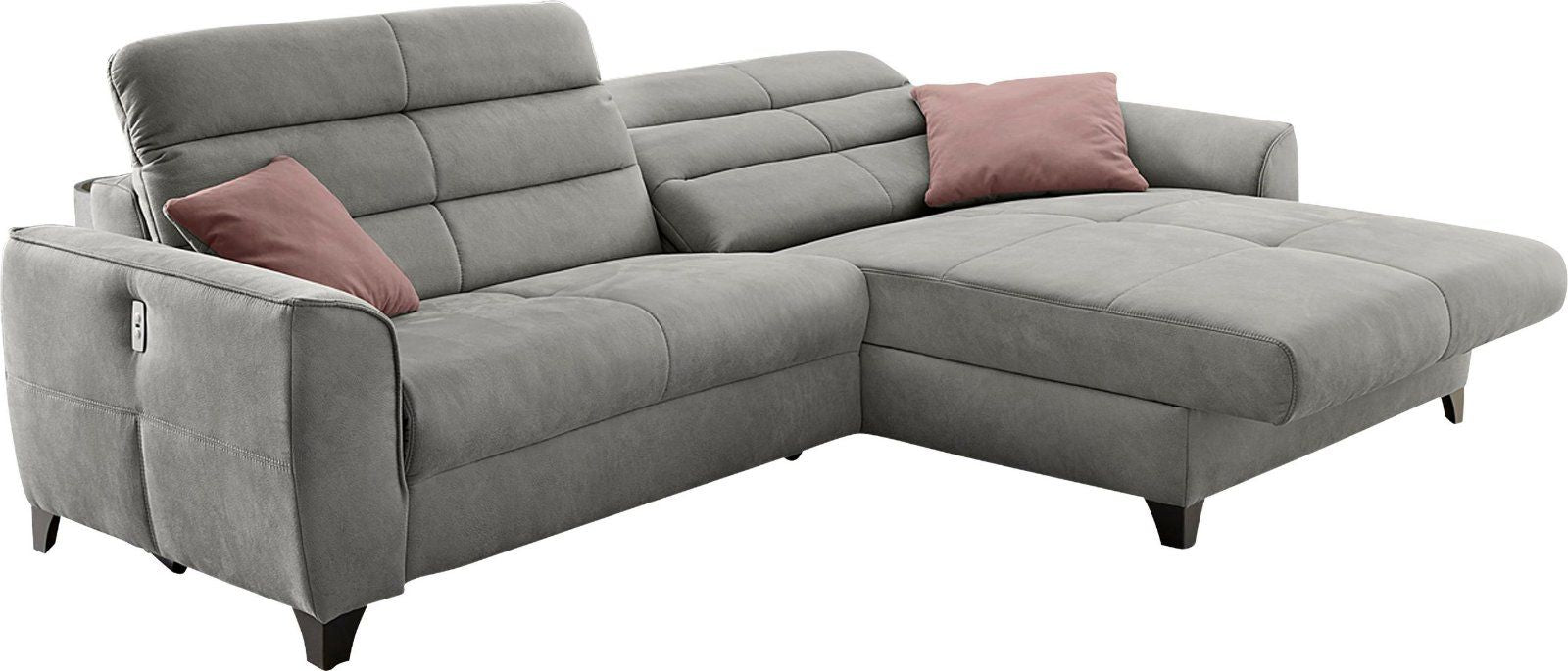 Ecksofa Double One L-Form, 2 x 120cm, elektrische Relaxfunktion, in hellgrau