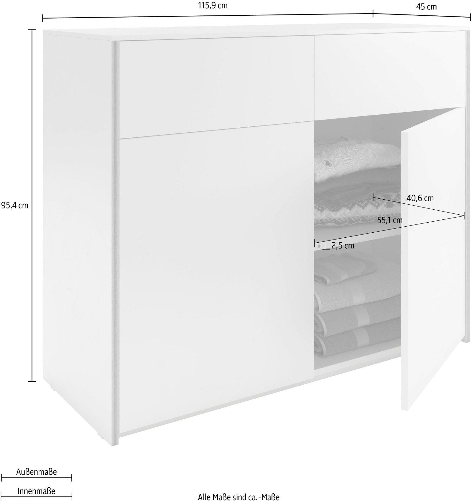 Müller SMALL LIVING Sideboard Modular Plus in weiß/birkefarben