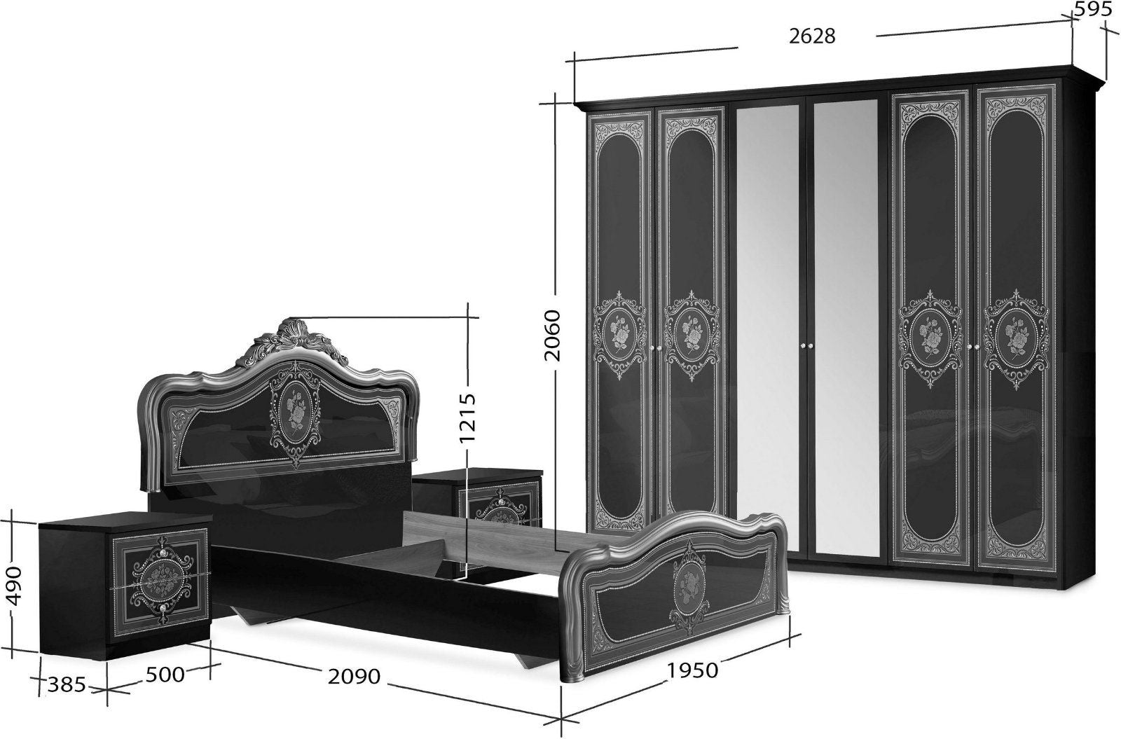 schlafzimmer-set »alice«, 4-tlg. italienischer barock-klassikstil
