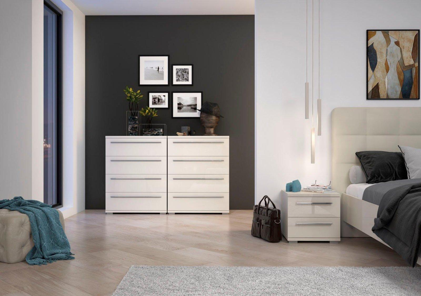 Schubladenkommode Piano, beige Hochglanz