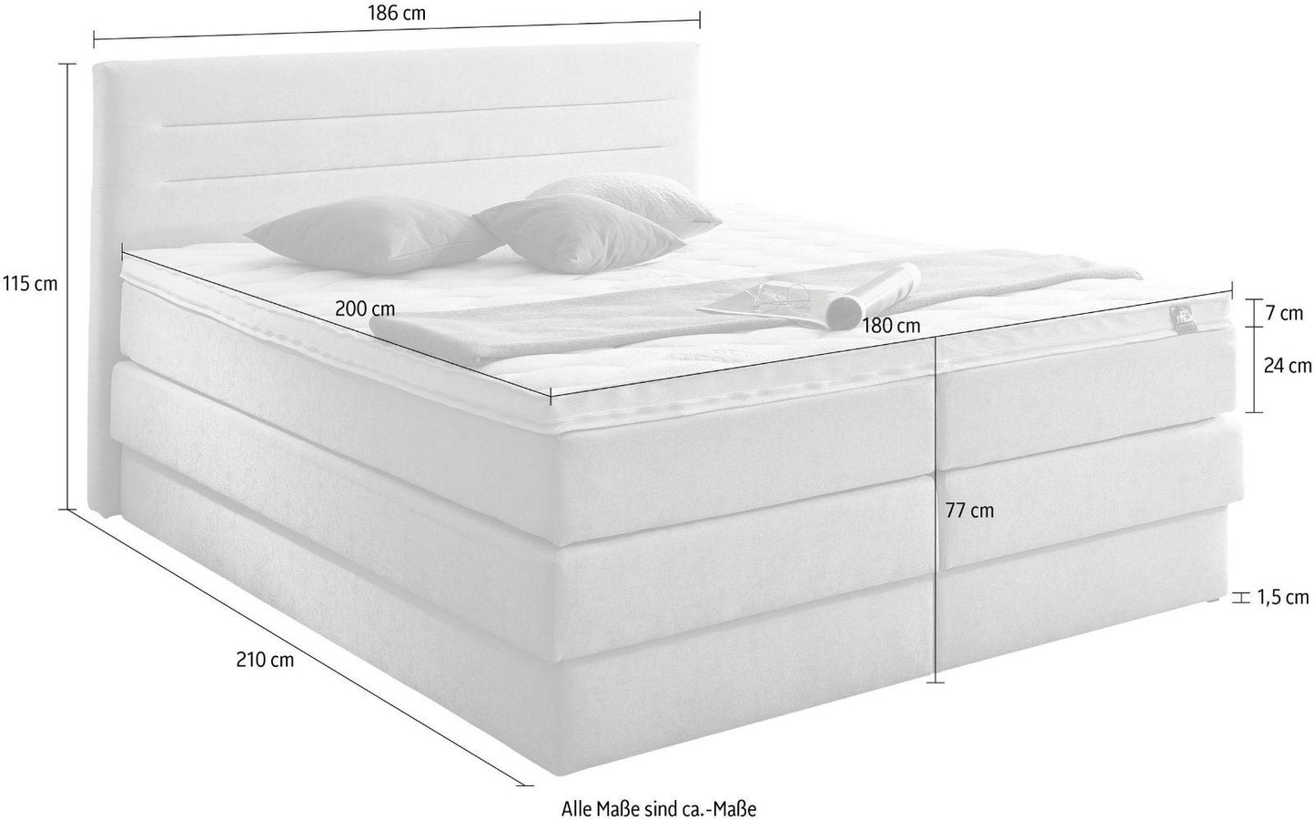 Schlafkomfort Boxspringbett »Berlin«, 180cm, inkl. Bettkasten und Topper