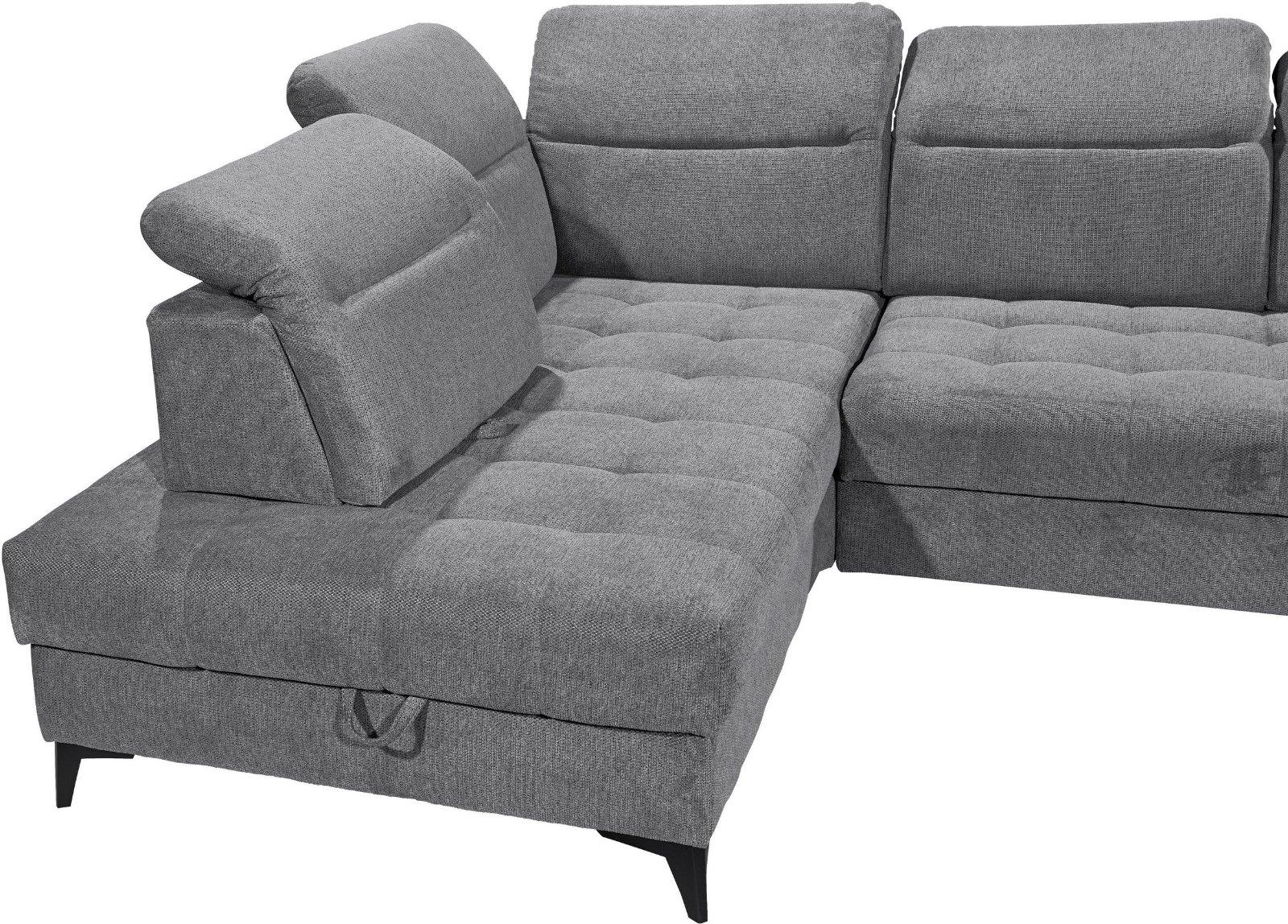 Ecksofa Rockdale, Sitztiefenverstellung, Bettkasten anthrazith