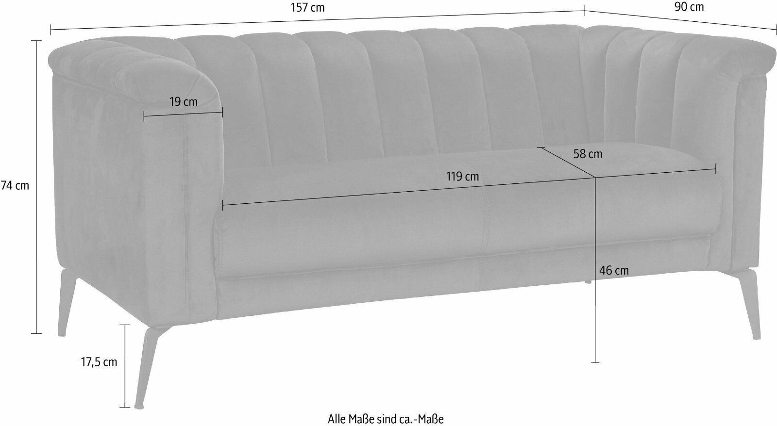 INOSIGN 2-Sitzer »Lomani«, im stilvollem Design Samtoptik grau