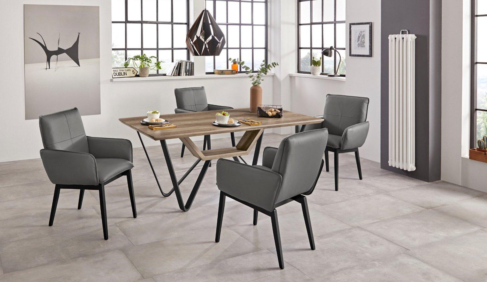 Armlehnstuhl Set 4 Stück von Home affaire in Leder anthrazit