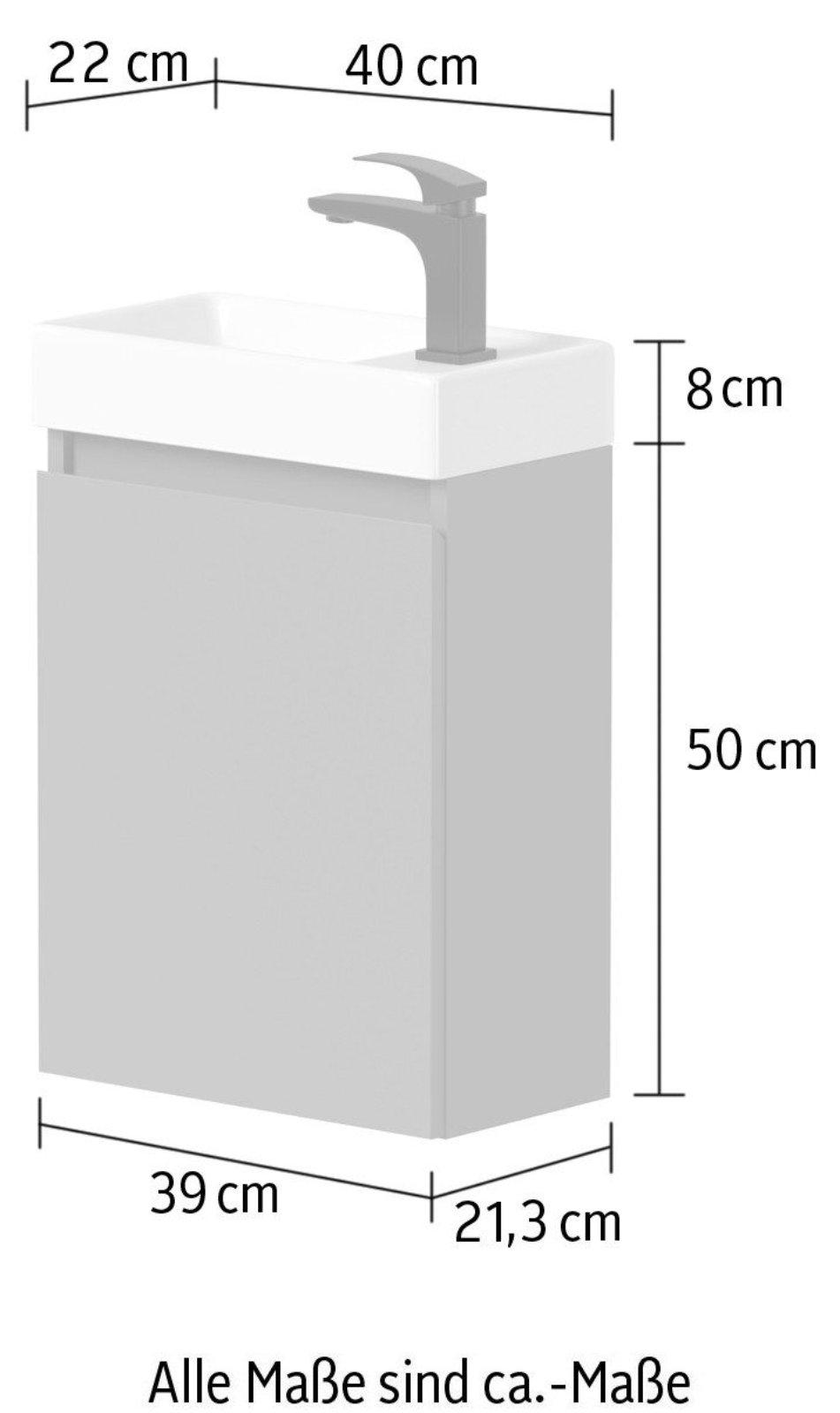 Waschtisch Mini Breite 40cm, mit Soft-Close-Funktion in graphite