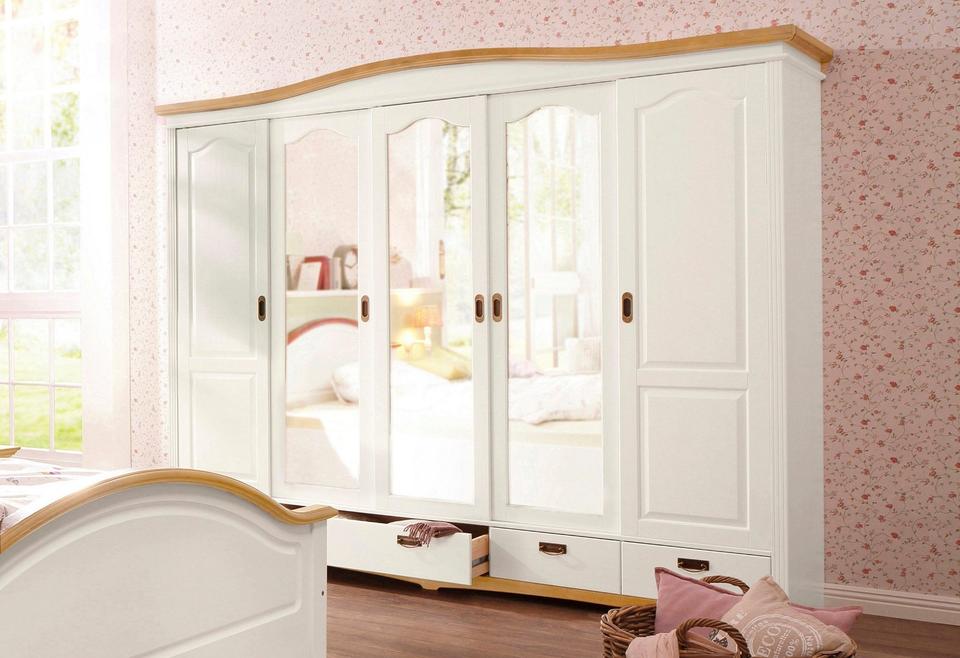 Kleiderschrank »Konrad« massivholz 5-türig in weiß/honig gewachst