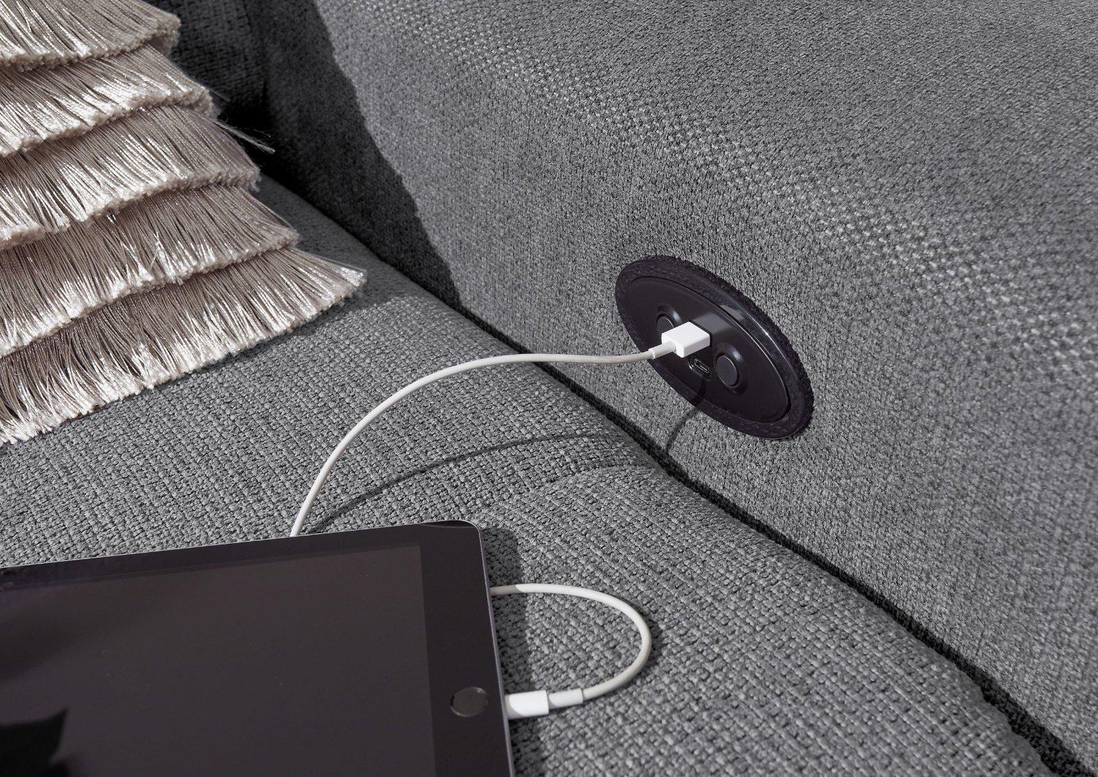 Ecksofa Rockdale, Sitztiefenverstellung, Bettkasten anthrazith