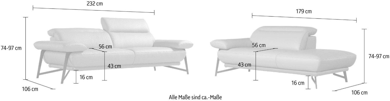 EGOITALIANO Polstergarnitur Anais, 2-Sitzer und Ottomane