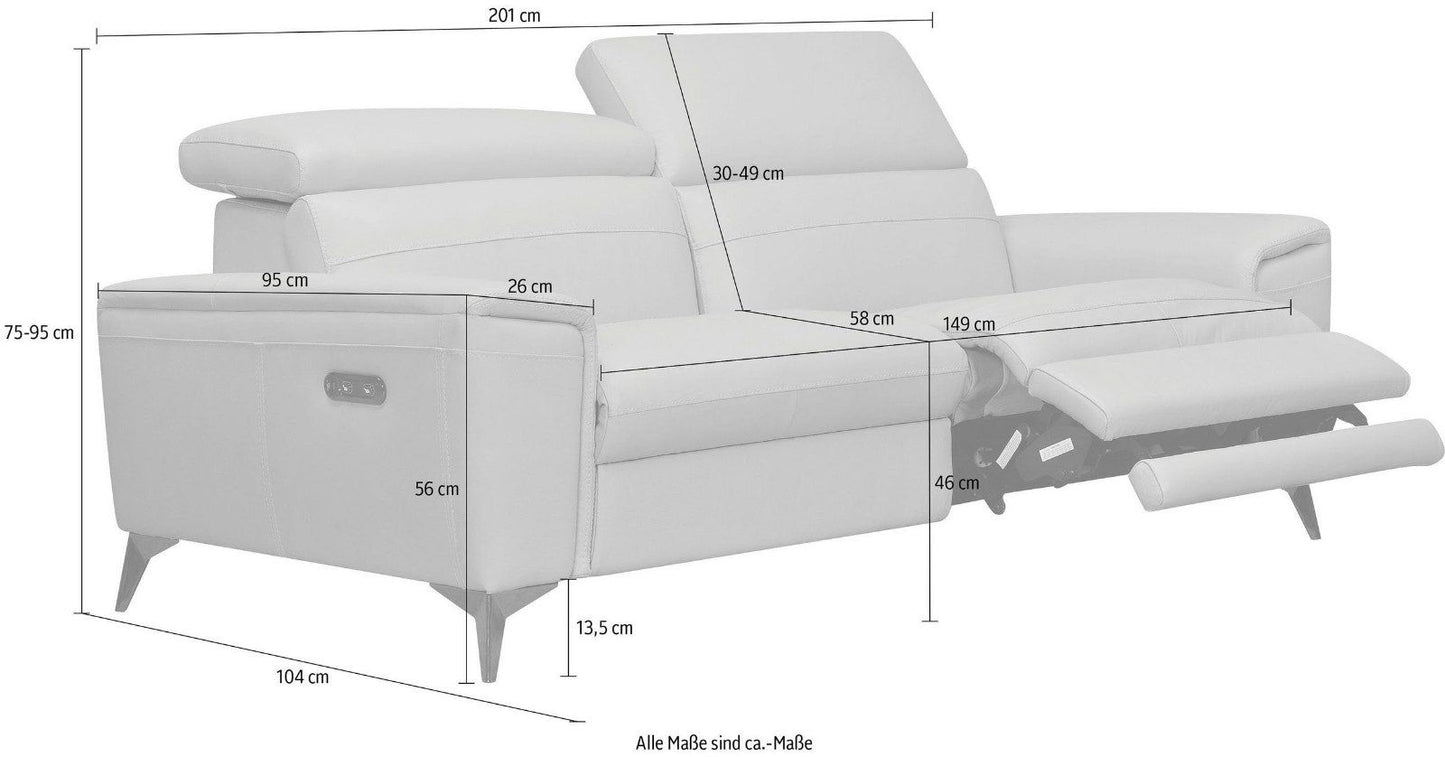Places of Style 2,5-Sitzer Theron, elektrische Relaxfunktion, Kopfteilverstellung, mit USB-Anschluss in Microfaser taupe