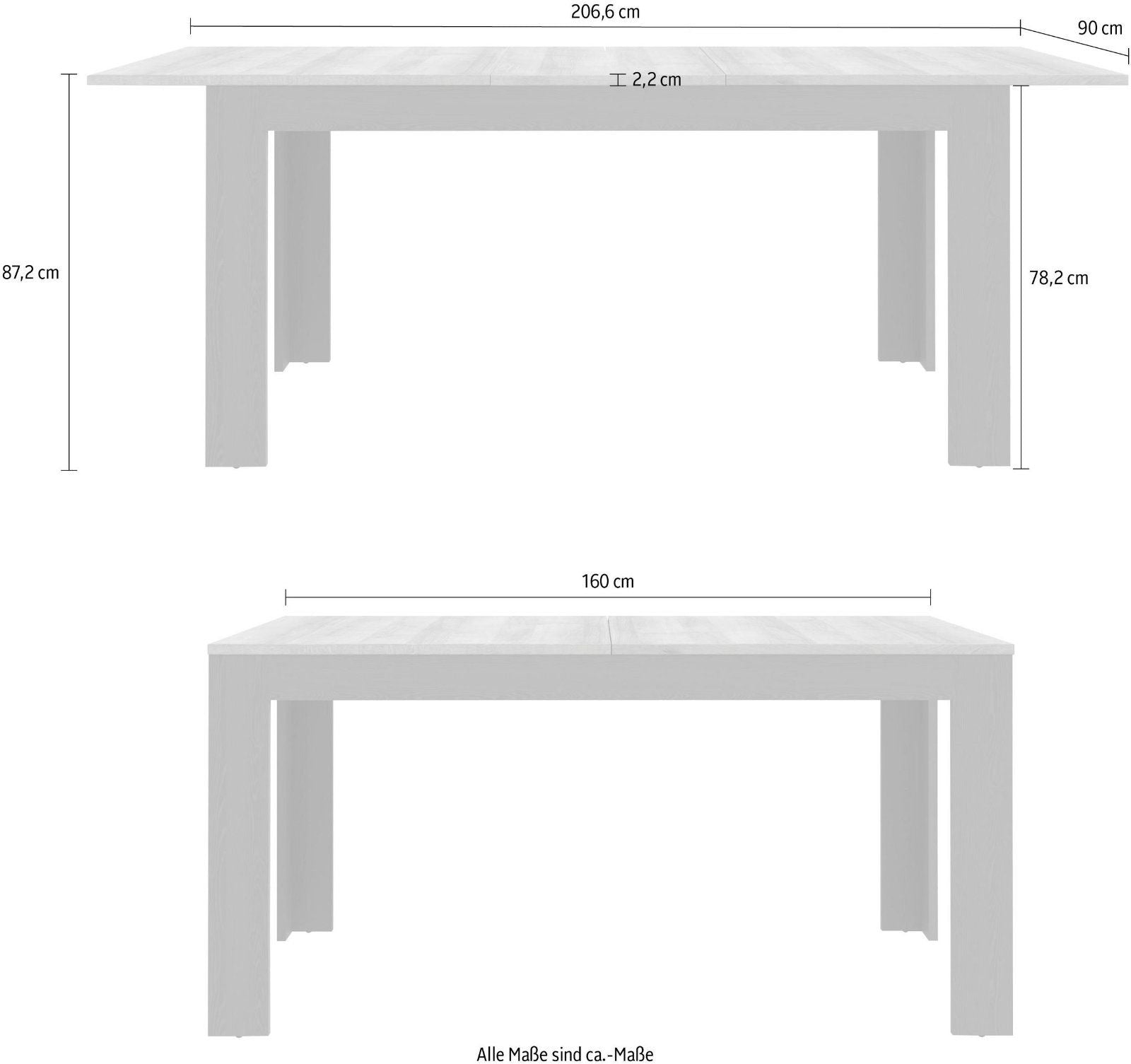 Esstisch »Bohol«, Breite 160-206 cm Riviera Oak / Navy Oak