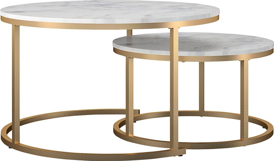 Couchtisch »Amelia« Set 2 tlg. bronzefarbenes Gestell