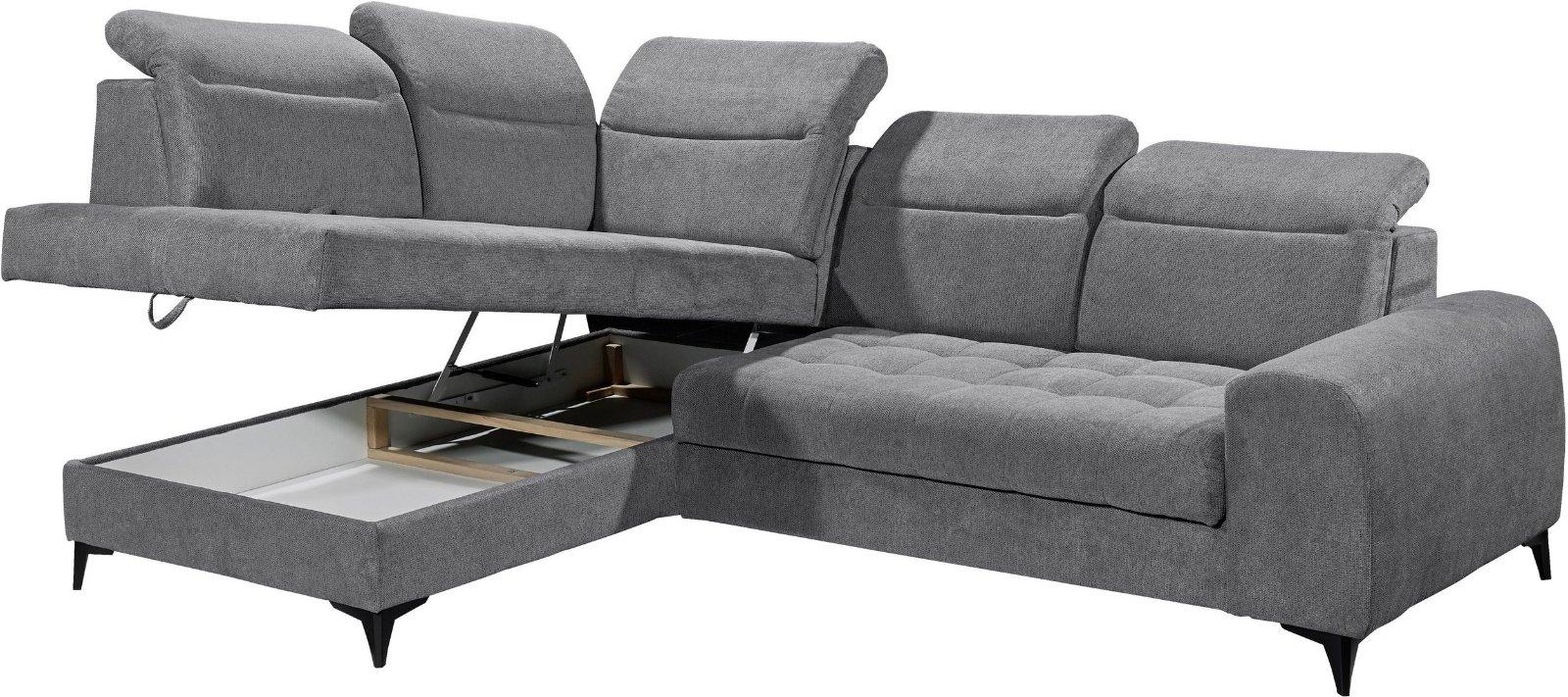 Ecksofa Rockdale, Sitztiefenverstellung, Bettkasten anthrazith