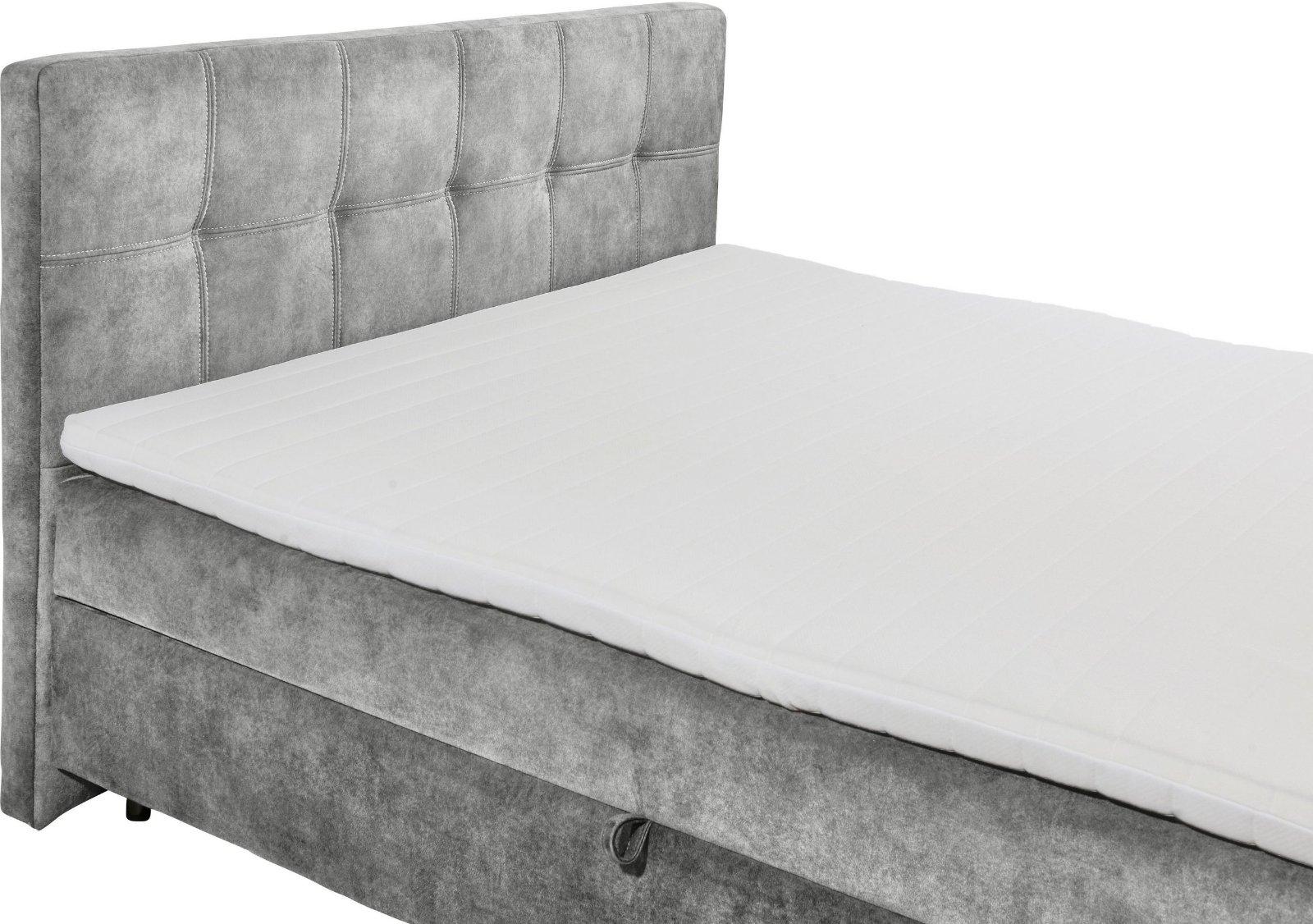 Boxspringbett Valetta, inkl.Topper 180x200cm hellgrau